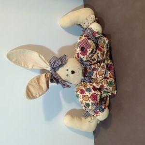 Country Bunny Rabbit Door Stopper or Wall Hugger Plush
